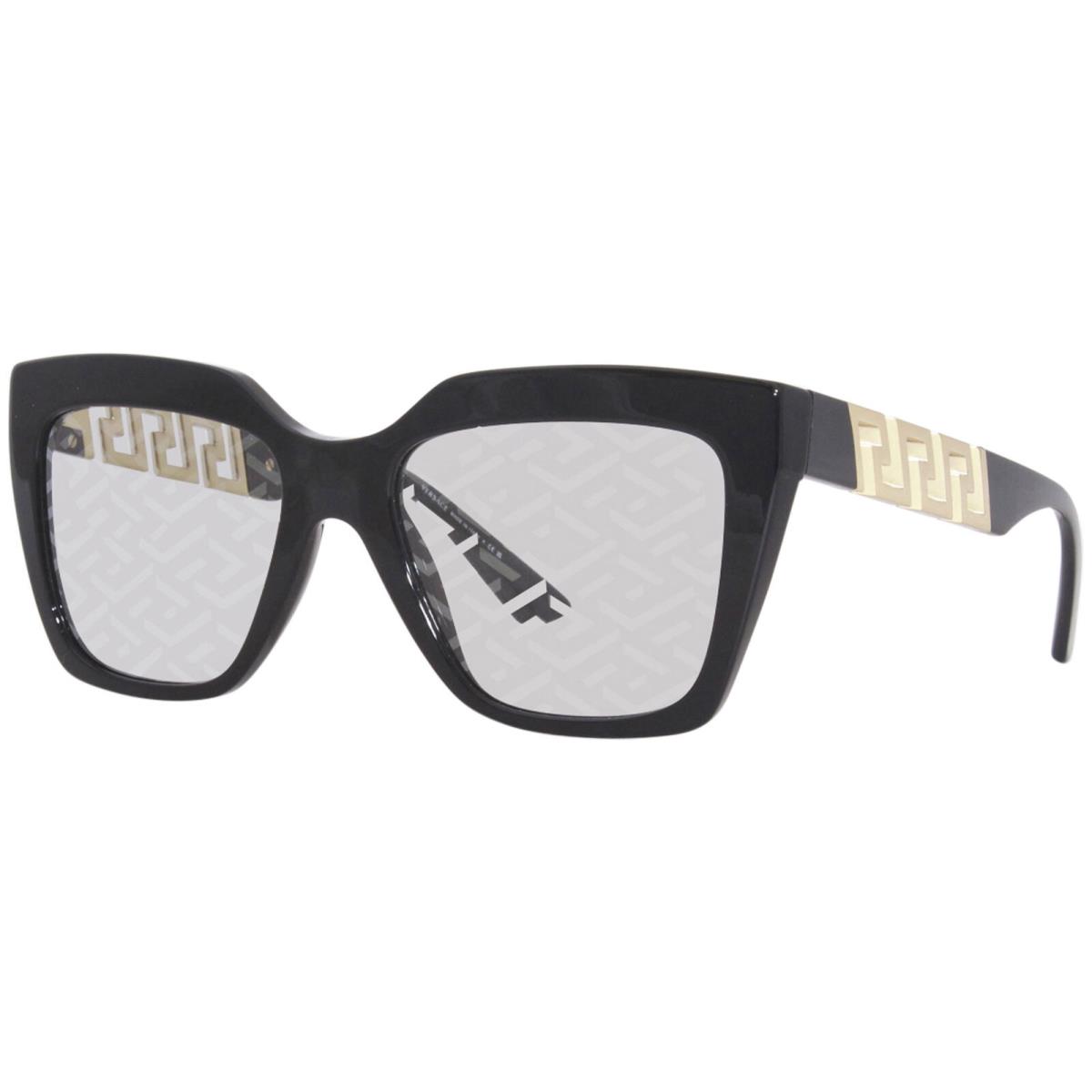 Versace 4418 GB1/AL Sunglasses Women`s Black/greek Key Monogram Silver 56mm