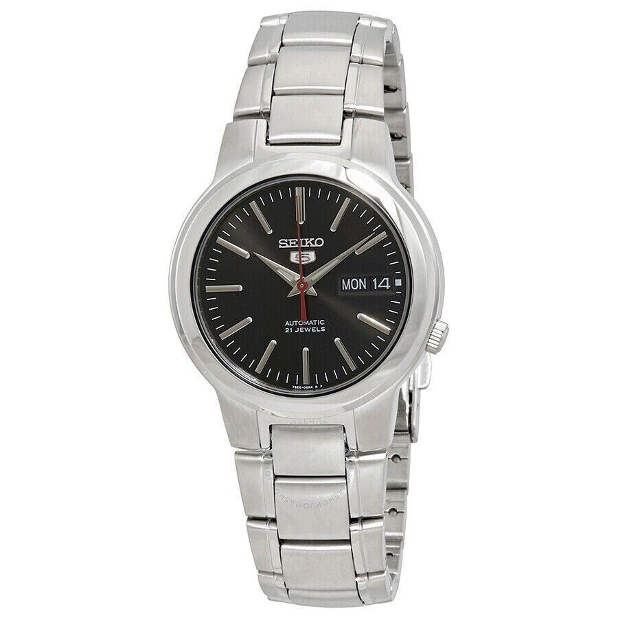 Seiko 5 SNKA07 Men`s Stainless Steel Black Index Dial Day Date Automatic Watch