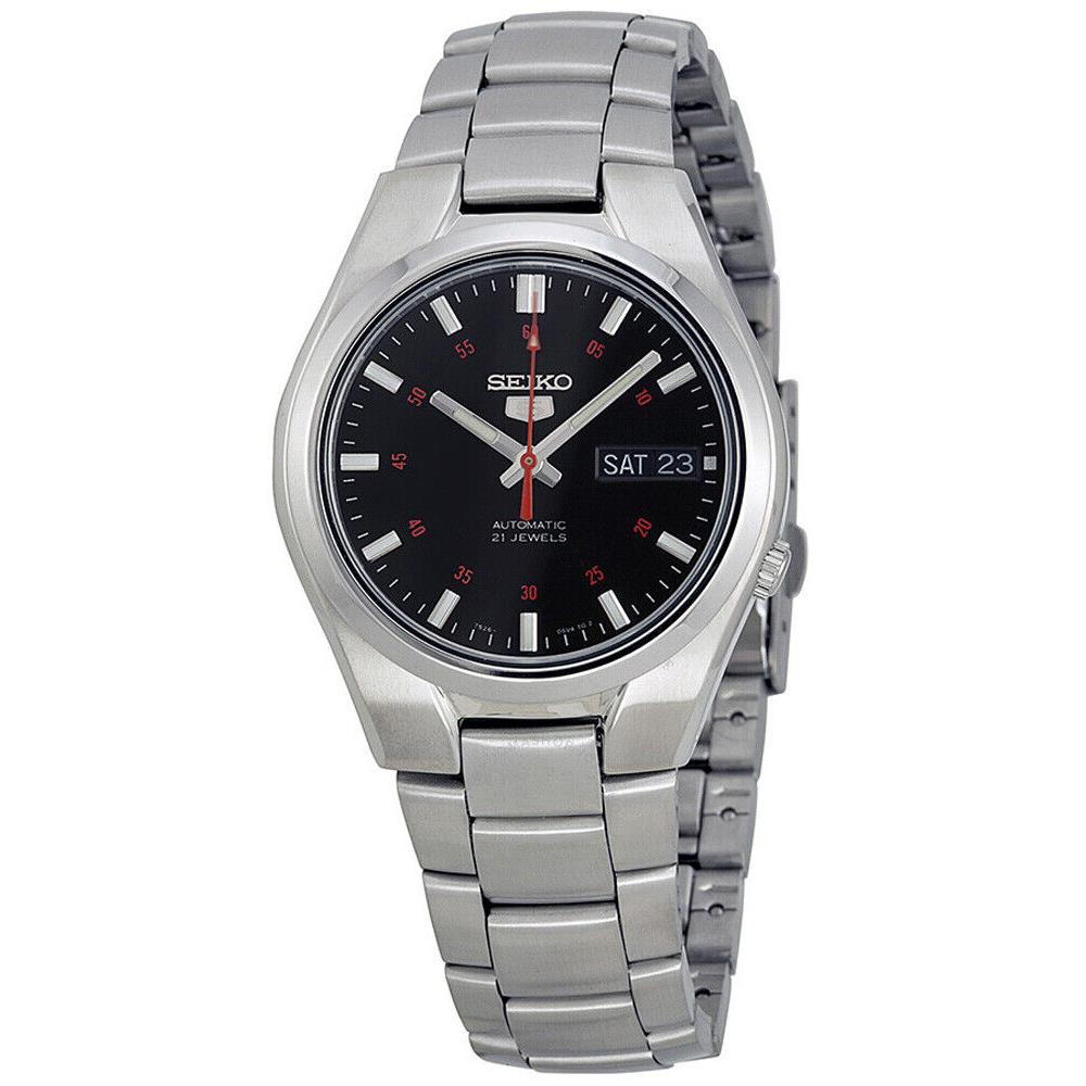 Seiko 5 SNK617 Men`s Stainless Steel Black Dial Day Date Automatic Watch