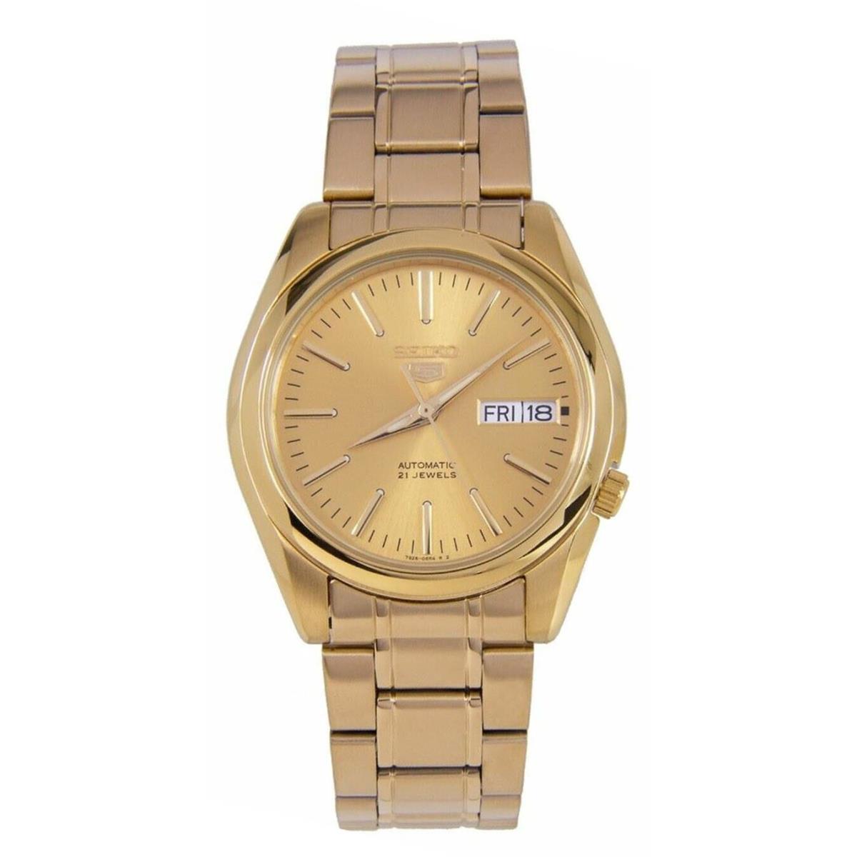 Seiko 5 SNKL48 Men`s Gold Tone Stainless Steel Gold Roman Dial Automatic Watch