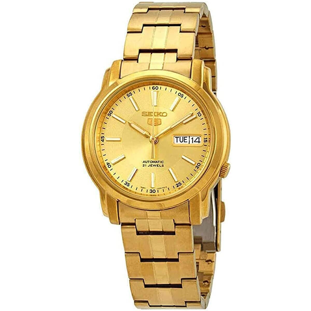 Seiko Series 5 Automatic Gold Dial Yellow Gold-tone Men`s Watch SNKL86