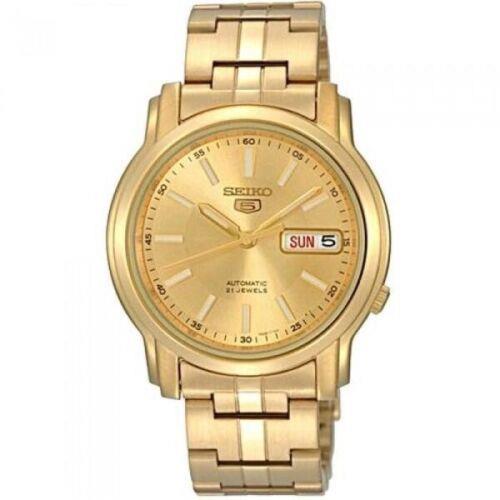 Seiko 5 SNKL86K1 Automatic Stainless Steel Gold Tone Dial Bracelet Men`s Watch