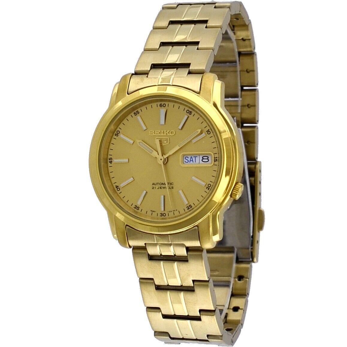 Seiko 5 SNKL86 Men`s Gold Tone Stainless Steel Gold Index Dial Automatic Watch