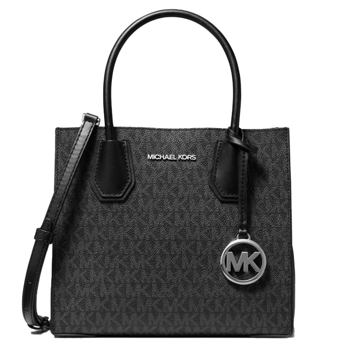 Michael Kors Mercer Messenger MD Crossbody Bag Black Brown Vanilla Powder Blush Black MK PVC