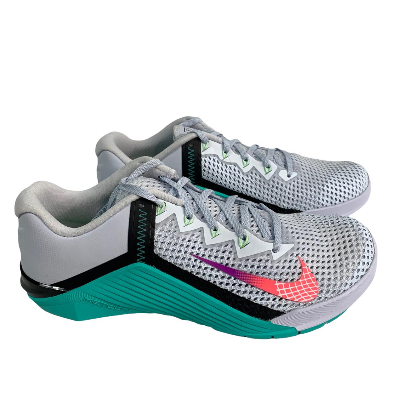 Women`s Nike Metcon 6 Training Shoes Grey/flash Crimson Size 12 AT3160 020 - Gray
