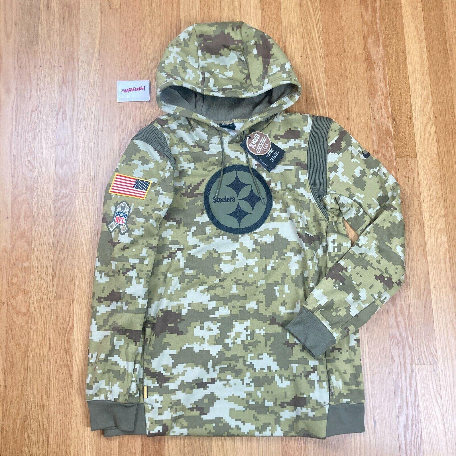 Nike Pittsburgh Steelers 2021 Salute To Service Camouflage Hoodie Men`s Size L