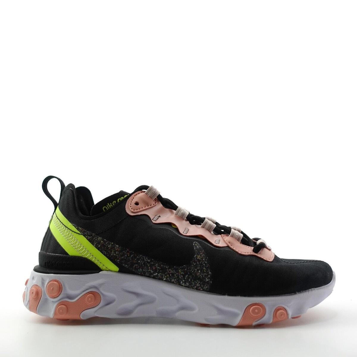 Nike React Element 55 Prm Shoes Black Coral Womens Size 6.5 CD6964-002