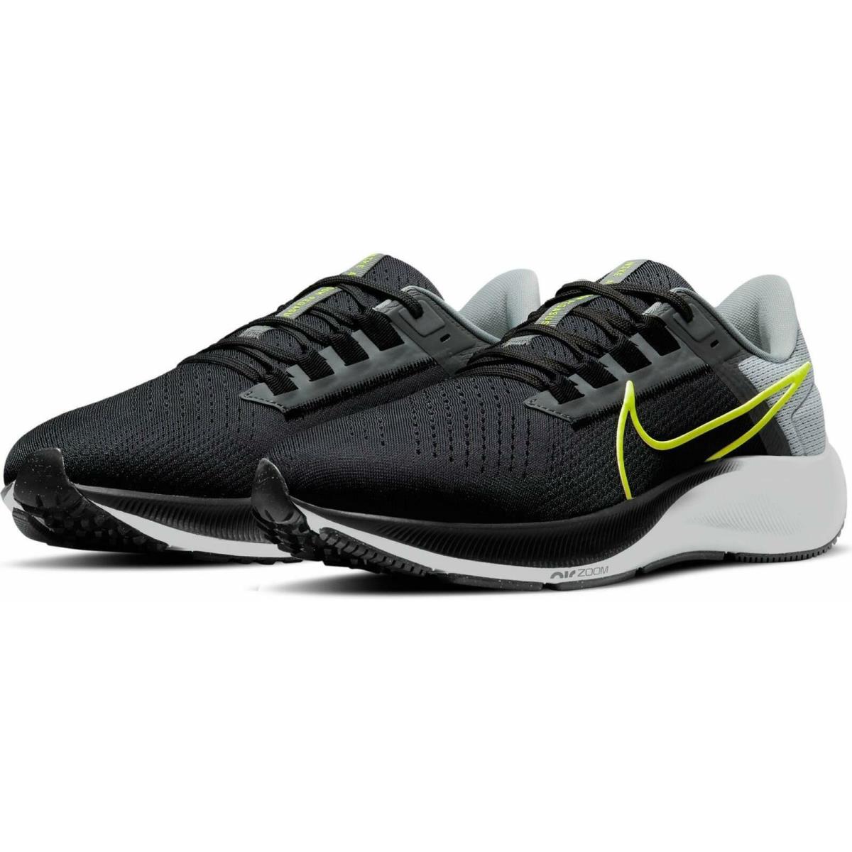 Nike Air Zoom Pegasus 38 Running Shoes Black / Grey / Volt Sz 8 CW7356 005