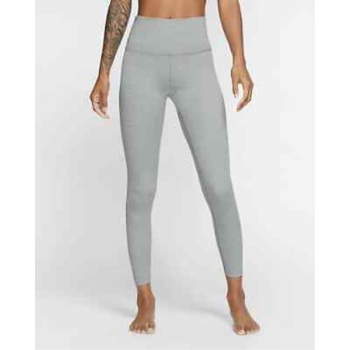 Nike Yoga Dri-fit Luxe Women`s High-waisted 7/8 Infinalon Leggings Gray Large