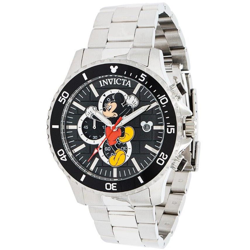 Invicta Disney Mickey Men`s 48mm Limited Edition Silver Chronograph Watch 39518