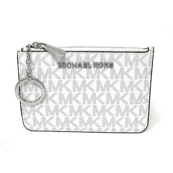 Michael Kors Jet Set Travel Coin Pouch with ID Key Holder Wallet Bright White