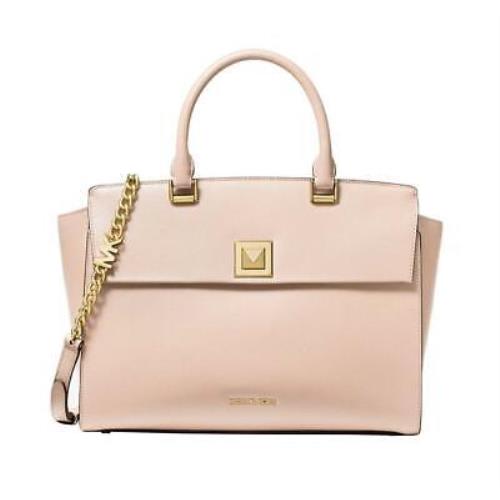 Michael Kors Sylvia Top Zip Medium Satchel Crossgrain Leather Soft PINK-$328