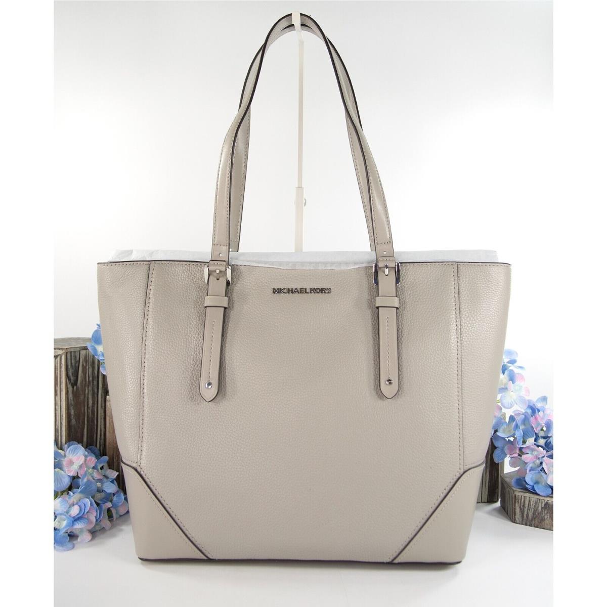 Michael Kors Pearl Grey Leather Aria Large Travel Tote Bag