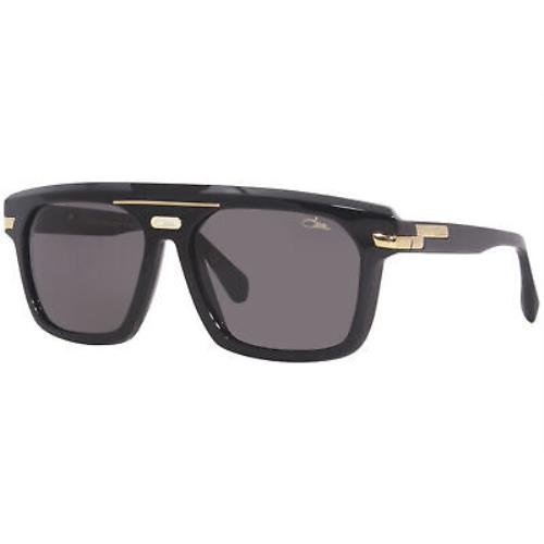 Cazal 8040 001 Sunglasses Men`s Black/gold/grey Lenses Rectangle Shape 59mm