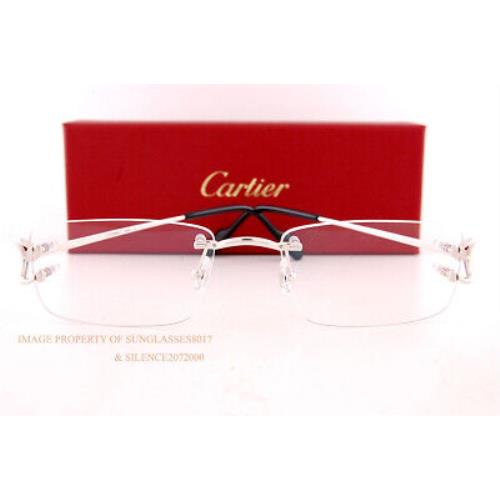 Cartier Eyeglass Frames CT 0344/O-004 Silver Rimless For Men 56mm