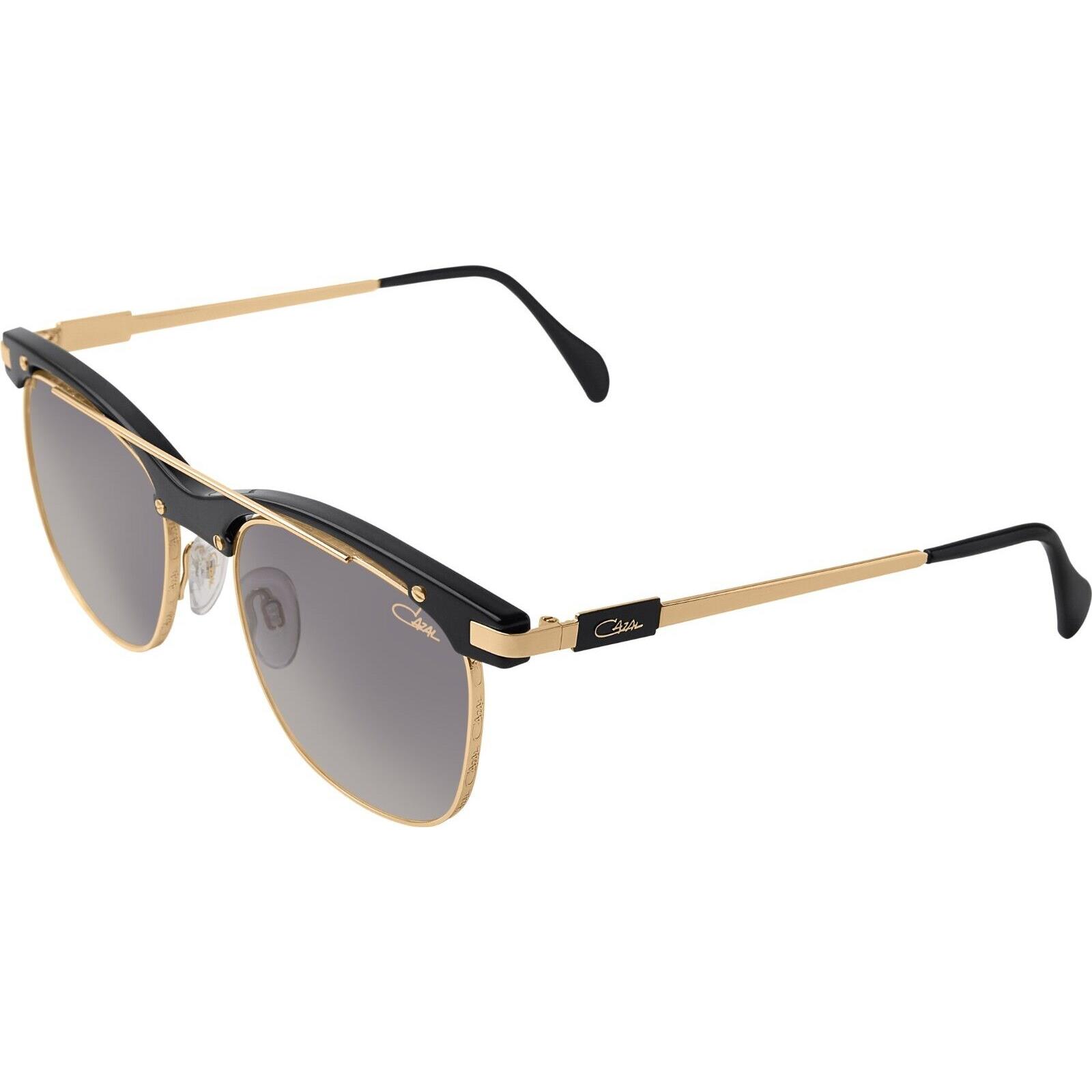 Cazal Square Sunglasses 9084-001 Black Gold Frame Gray Gradient Lenses UV