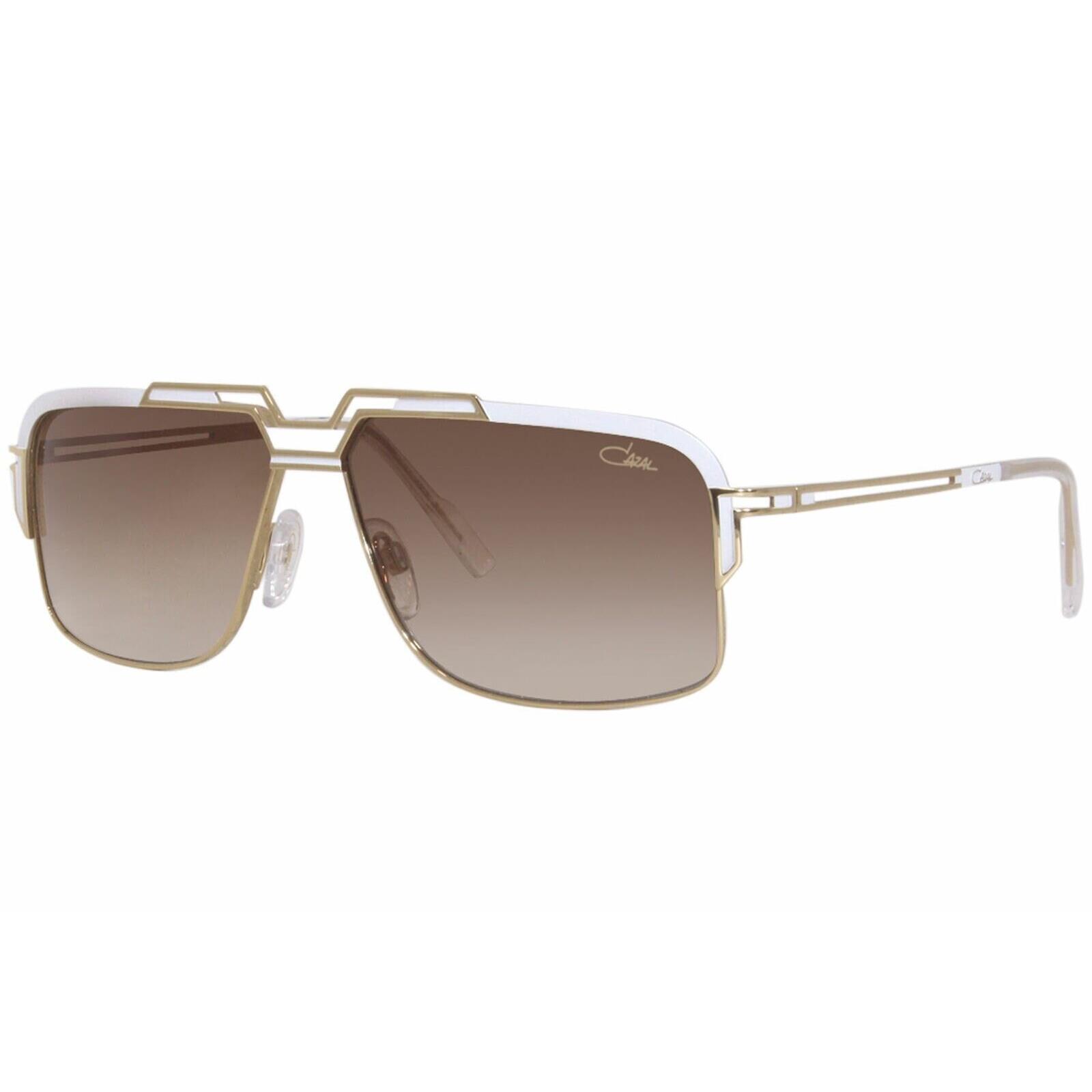Cazal Rectangle Sunglasses 9103-004 White Gold Frame Brown Gradient Lenses