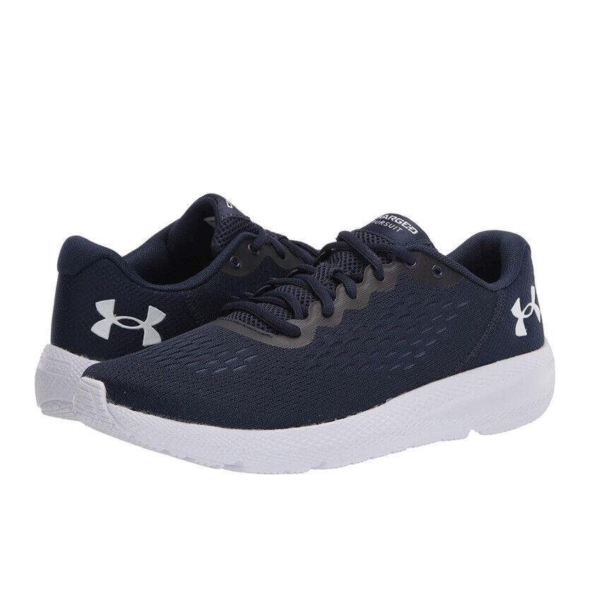 Men UA Under Armour Charged Pursuit 2 SE Running Shoes Navy White 3023865-400