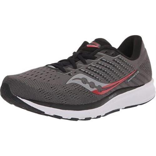 Saucony Men`s Ride 13 Running Shoes Charcoal/red 14 D M US