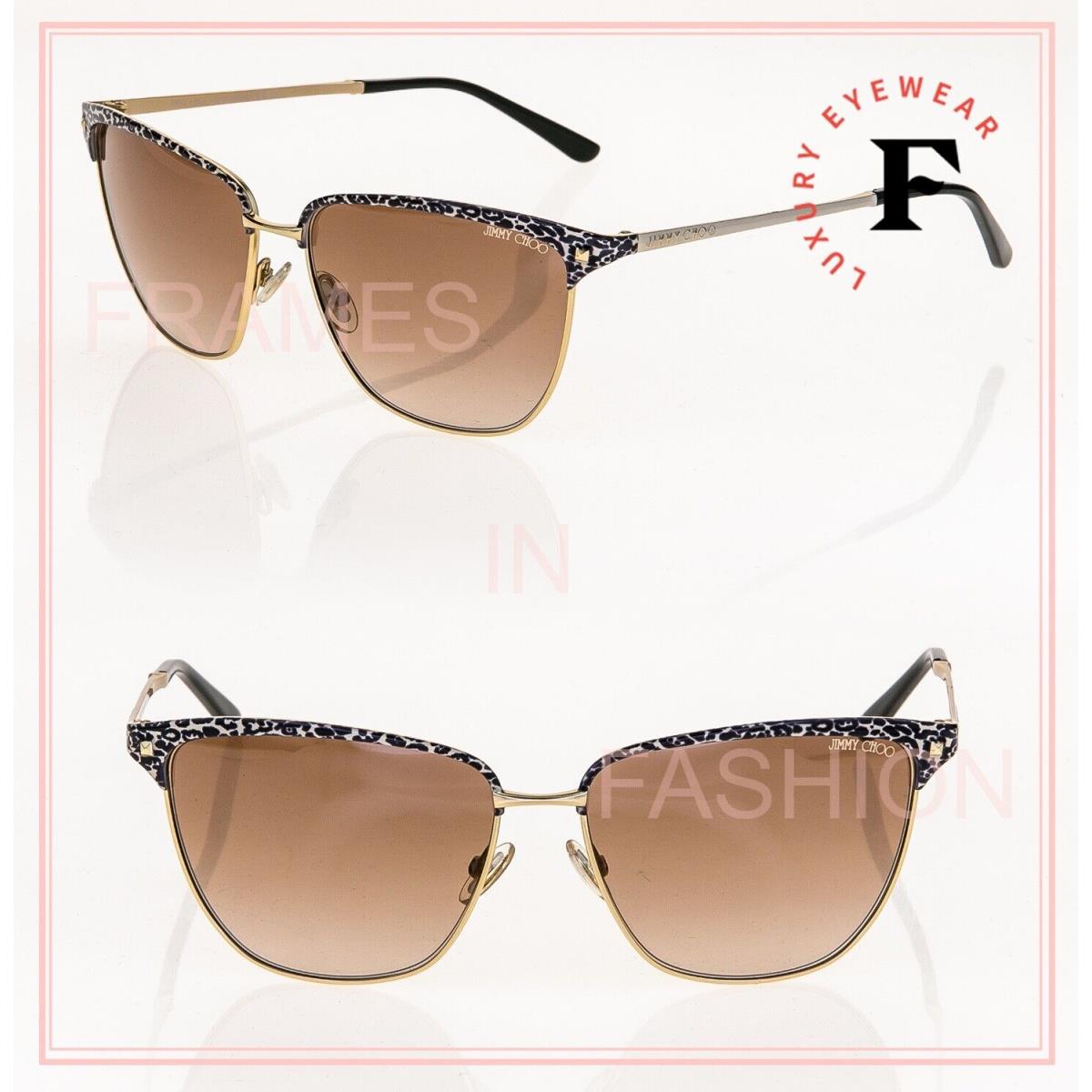 Jimmy Choo Laura Gold Brown Animal Leopard Print Enamel Sunglasses Laura/s