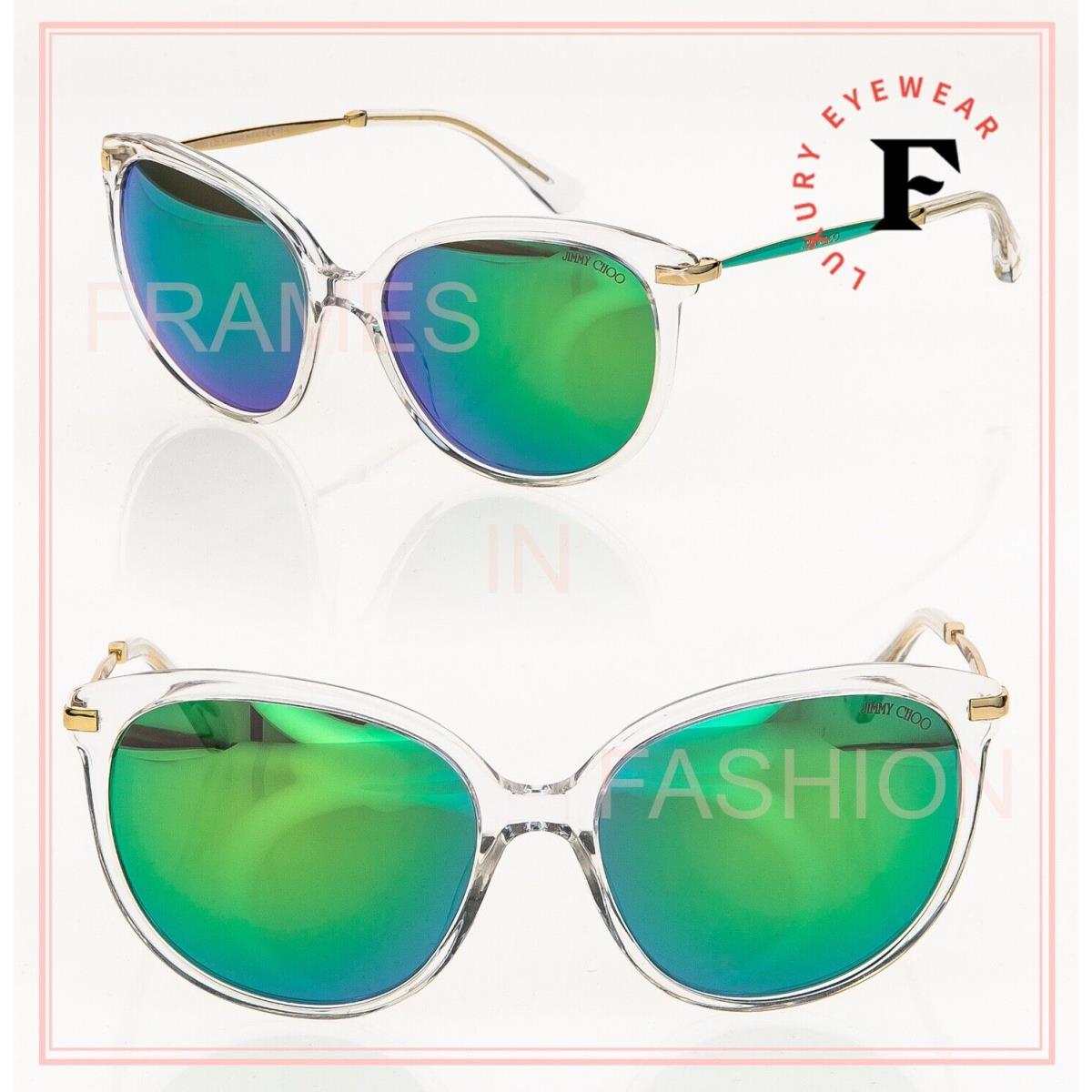 Jimmy Choo Ive Gold Crystal Green Enamel Mirrored Butterfly Sunglasses Ive/s