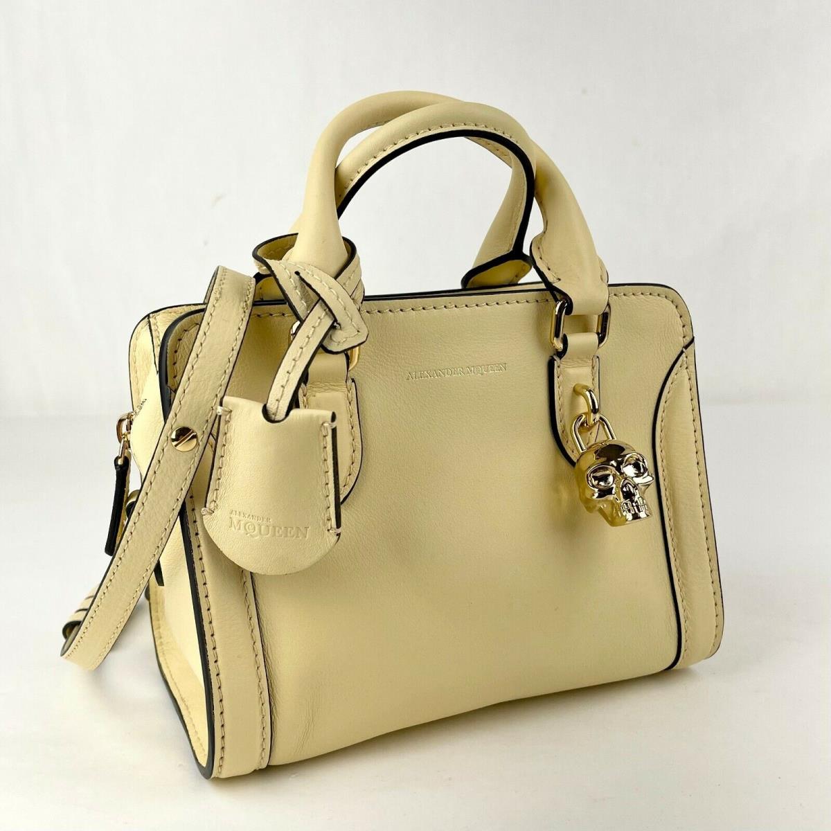 Alexander Mcqueen Light Yellow Leather Skull Padlock Handbag 419781 7200