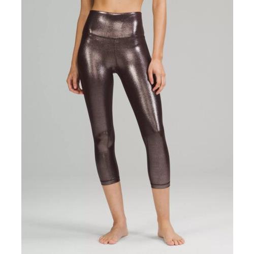 Lululemon Align Pants Shine Brown Radiate Foil Tights 8 Tags