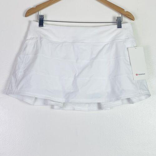 Lululemon Women`s Pace Rival MR Skirt Lined 12 White Size 10 LW8A84R