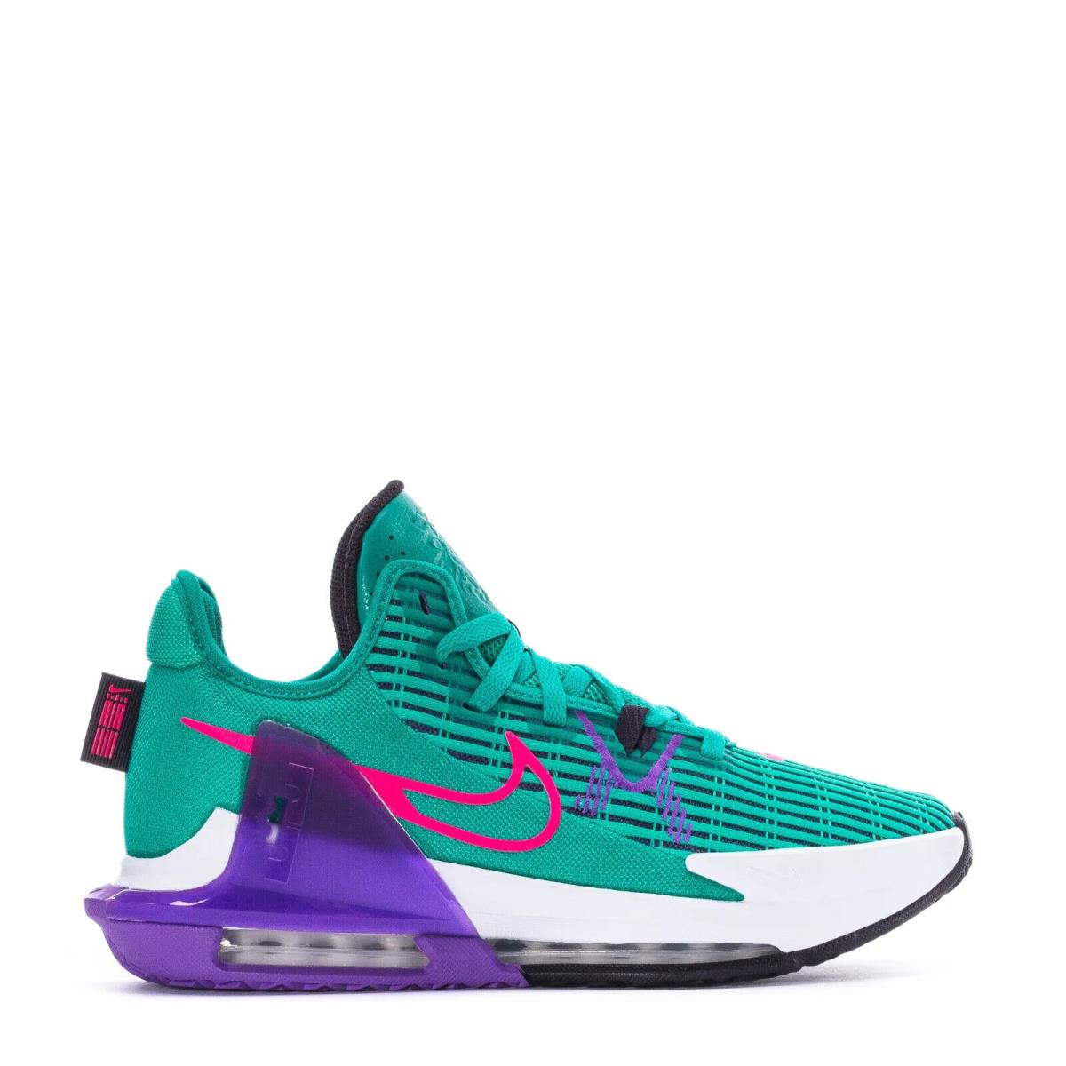 Mens Nike Lebron Witness 6 CZ4052-300 Clear Emerald/hyper Pink/wild Berry Shoes - Green