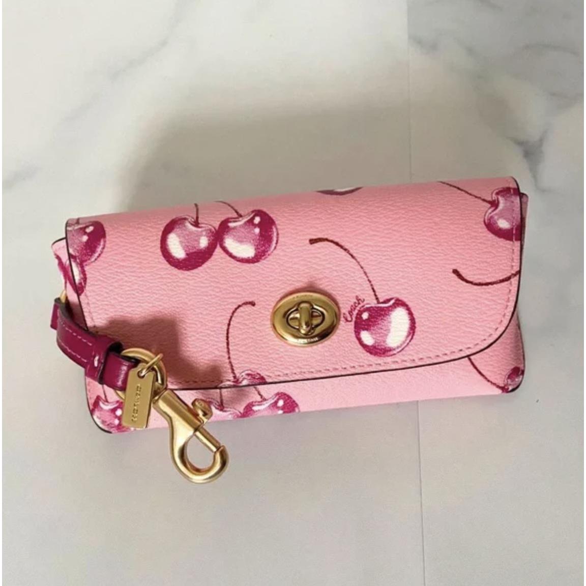 Coach Sunglass Case with Strawberry/heart/cherry/floral Print CR912 Im/Flower Pink/Bright Violet