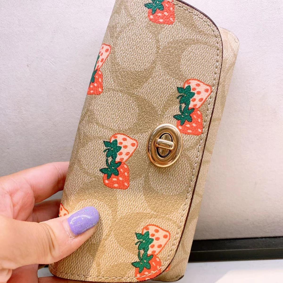 Coach Sunglass Case with Strawberry/heart/cherry/floral Print