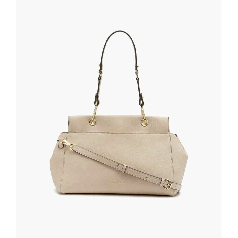 Calvin Klein Sonoma Straw Satchel Light Sand / Gold Handbag