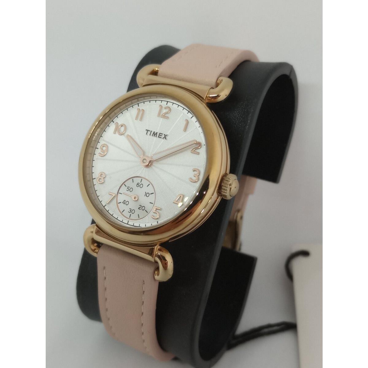 Timex Model 23 TW2T88400VQ Women`s 33mm Rose Gold Tone Pink Leather Watch