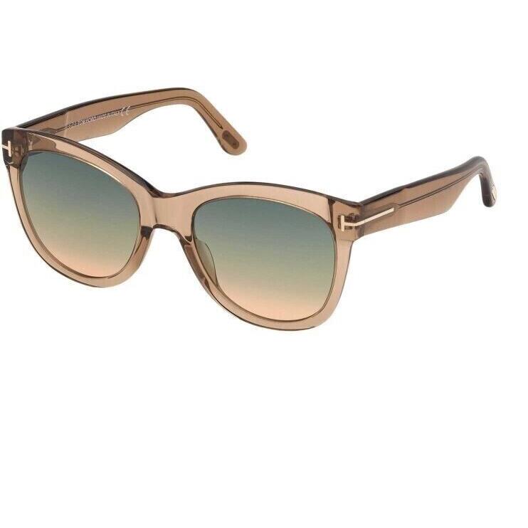Tom Ford Wallace FT TF870 45P Shiny Light Brown Sunglasses - Frame: Shiny Light Brown, Lens: Green Gradient