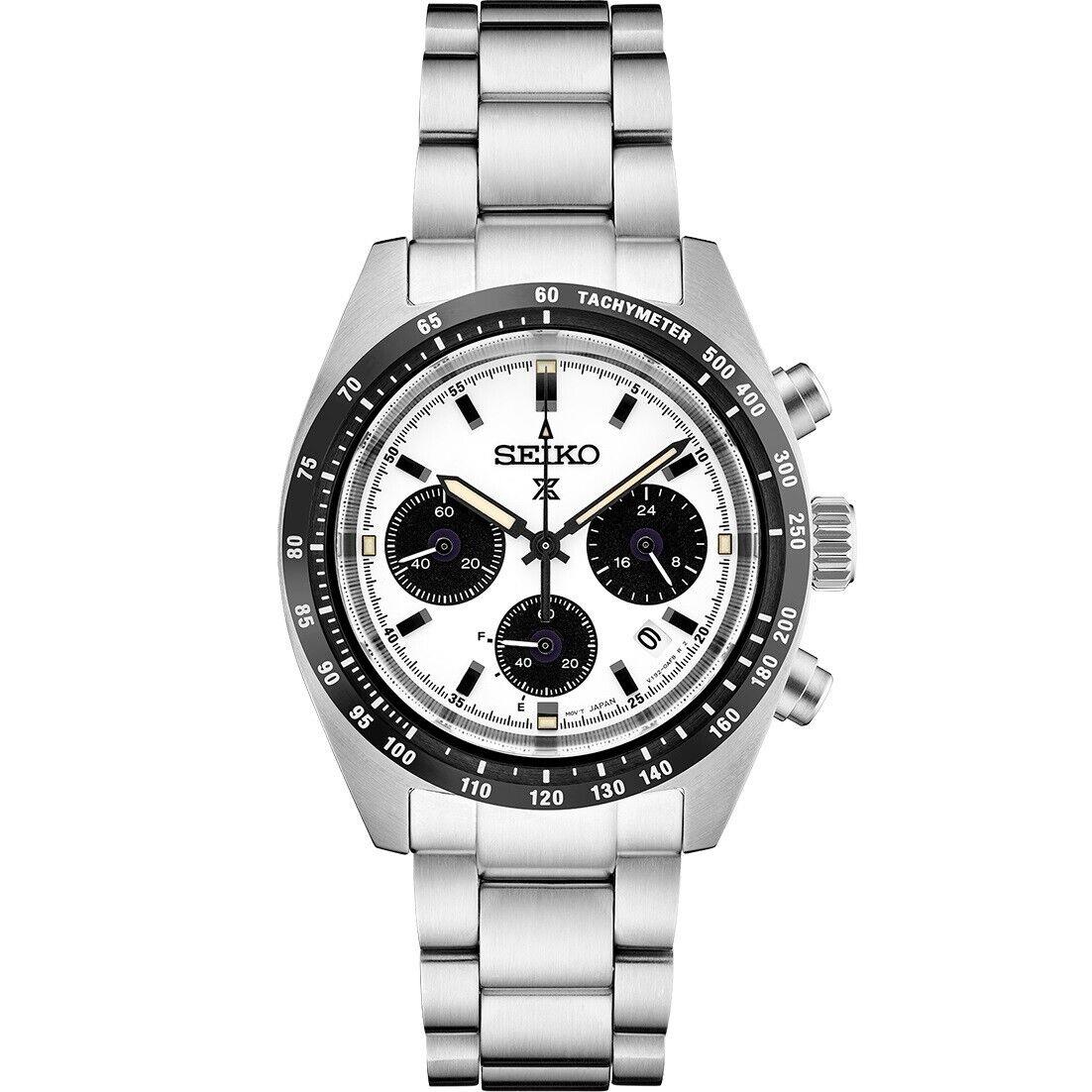 Seiko Prospex Speedtimer White Dial Stainless Steel Bracelet Watch SSC813 - Dial: White, Band: Silver