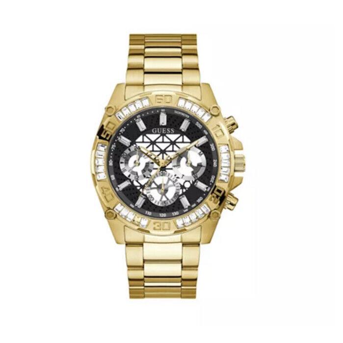 Guess Men`s Black and Gold-tone Multifunction Watch 46mm