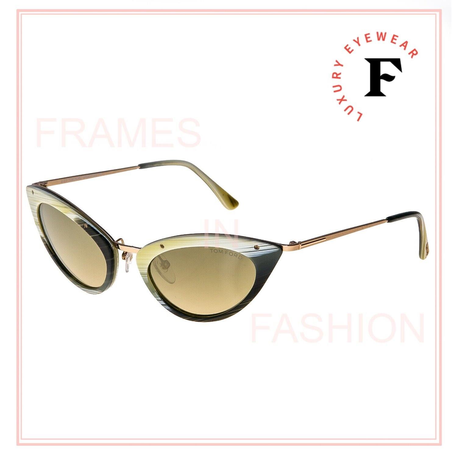 Tom Ford 349 TF349 Grace Narrow Cat Eye Green Horn Gold Mirrored Sunglasses  - Tom Ford sunglasses - 064623236451 | Fash Brands