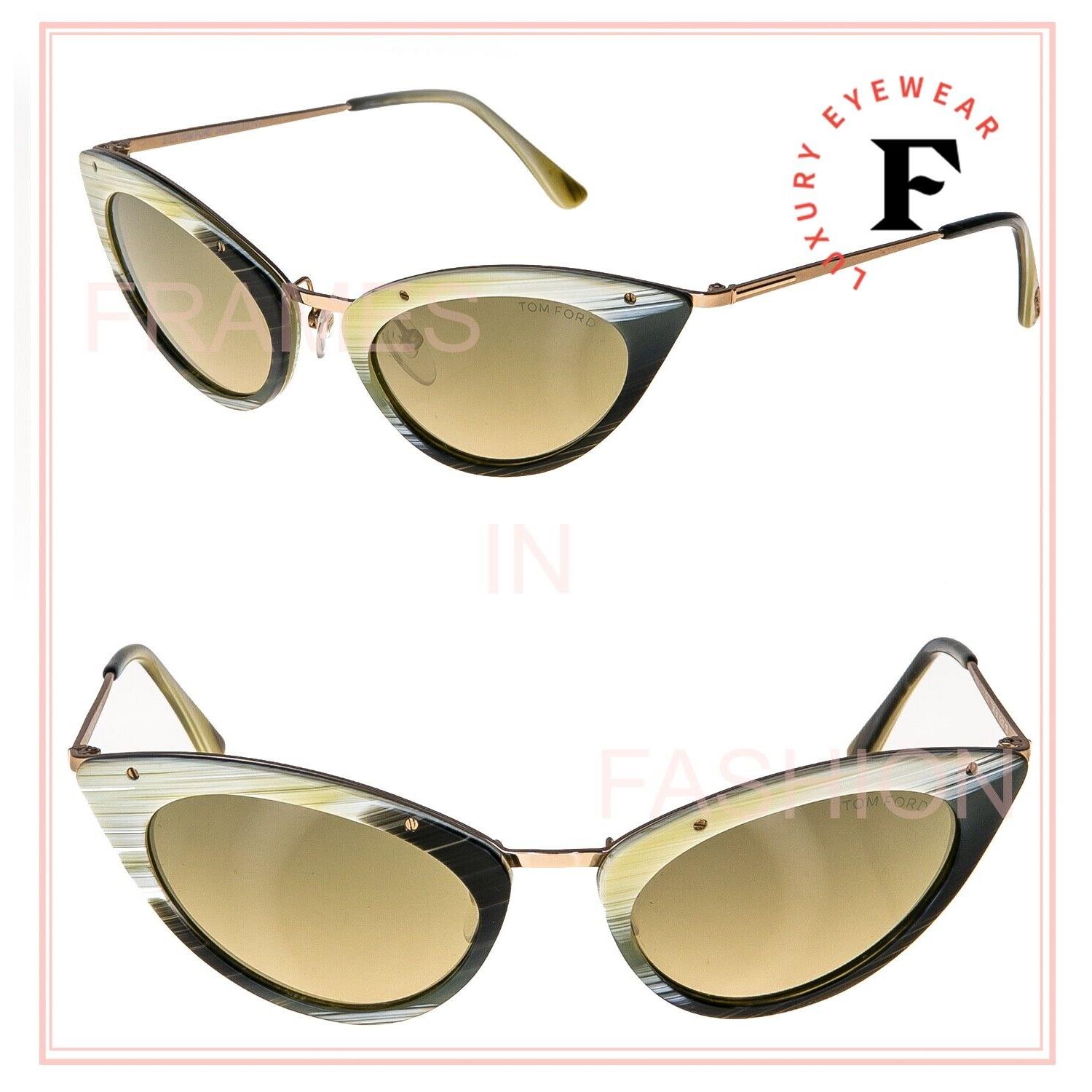 Tom Ford 349 TF349 Grace Narrow Cat Eye Green Horn Gold Mirrored Sunglasses  - Tom Ford sunglasses - 064623236451 | Fash Brands