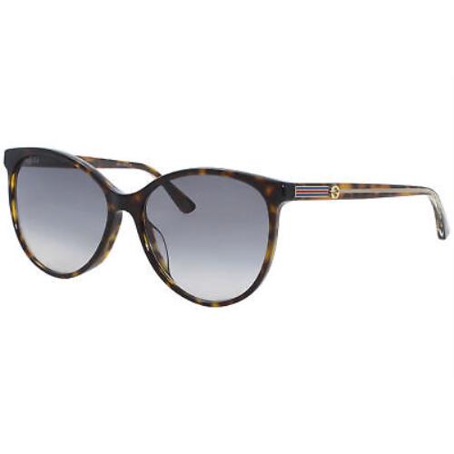 Gucci Web GG0377SK 002 Sunglasses Women`s Havana/grey Gradient Lens Cat Eye 57mm - Havana Frame, Gray Lens