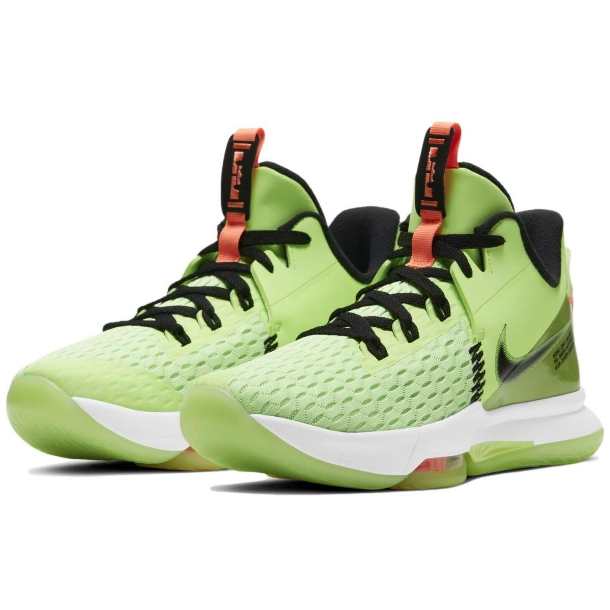 Nike Lebron Witness V Men`s Sz 9.5 Lime Glow/black-bright Mango CQ9380-300 - Green