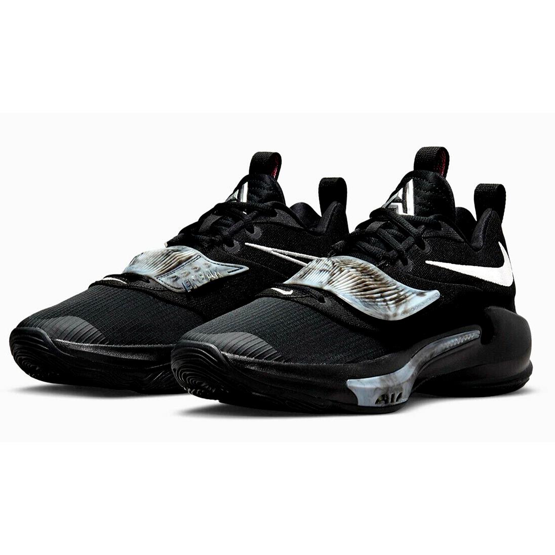 Nike Zoom Freak 3 Mens Size 8 Sneaker Shoes DA0694 002 Black Metallic Silver