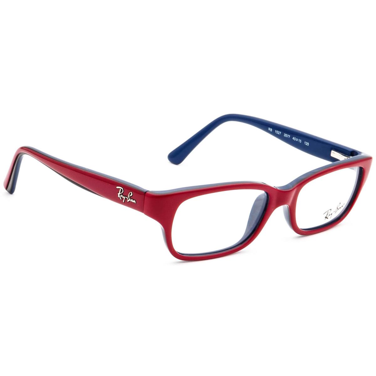 Ray-ban Kids` Eyeglasses RB 1527 3577 Red on Blue Rectangular Frame 45 15 125