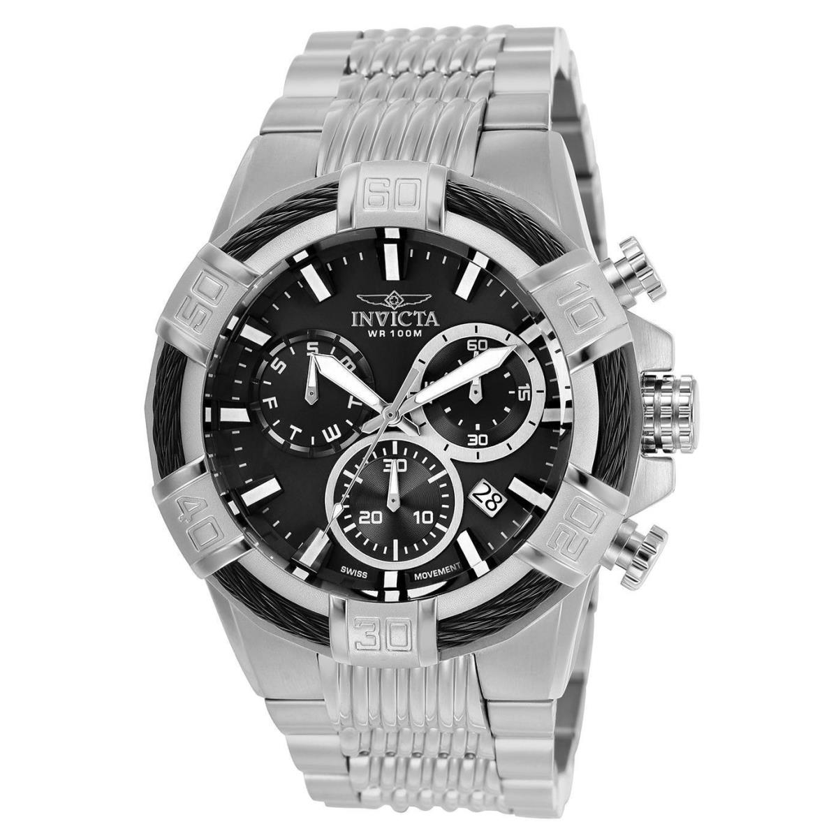 Invicta Men`s `bolt` Quartz Black Dial Chronograph Stainless Steel Watch 25862