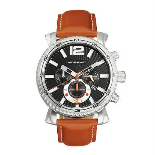 Morphic M89 Series Chronograph Leather-band Watch W/date - Camel/black