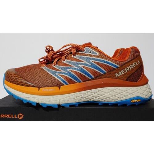 Merrell Mens Trail Shoes Rubato Flex Connect Vibram Hiking Sneakers Orange Blue