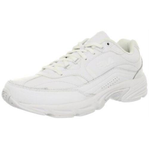 Fila Mens Leather Memory Foam Workshift Slip Resistant Work Shoe US 14 DM White/white