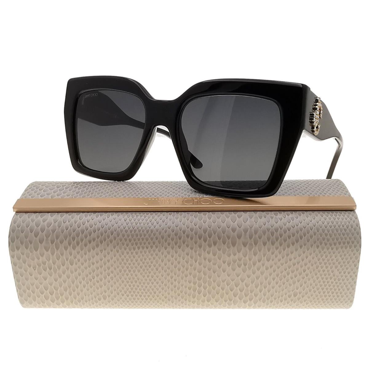 Jimmy Choo Sunglasses Eleni/g/s 807IR Black/gold Square Oversized Founder - Frame: Black, Lens: Black