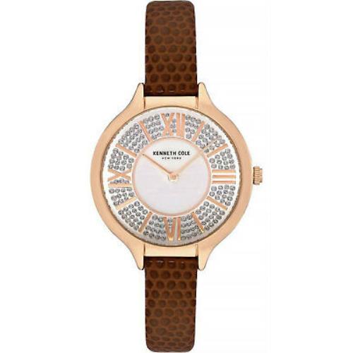 Kenneth New York Cole York KC51054006 Women`s Analog Watch Brown Leather Strap
