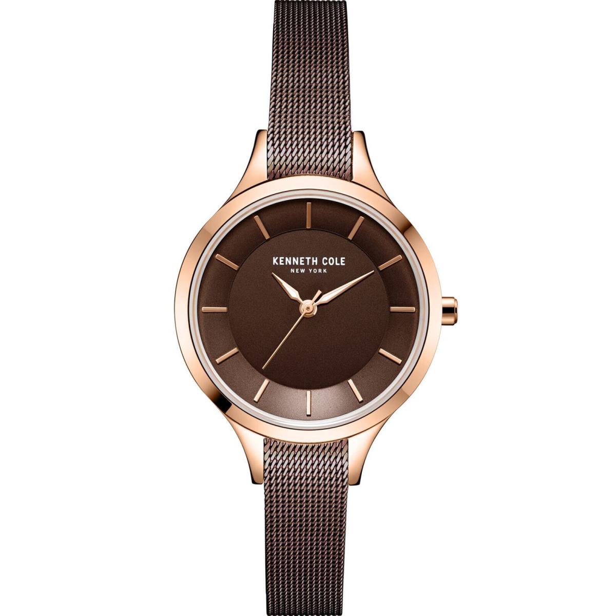 Kenneth New York Cole York KC50793002 Women`s Analog Watch Brown Steel Mesh Bracelet