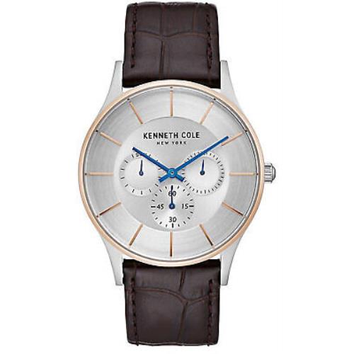 Kenneth New York Cole York KC51040002 Multifunction Men`s Watch Brown Leather Strap
